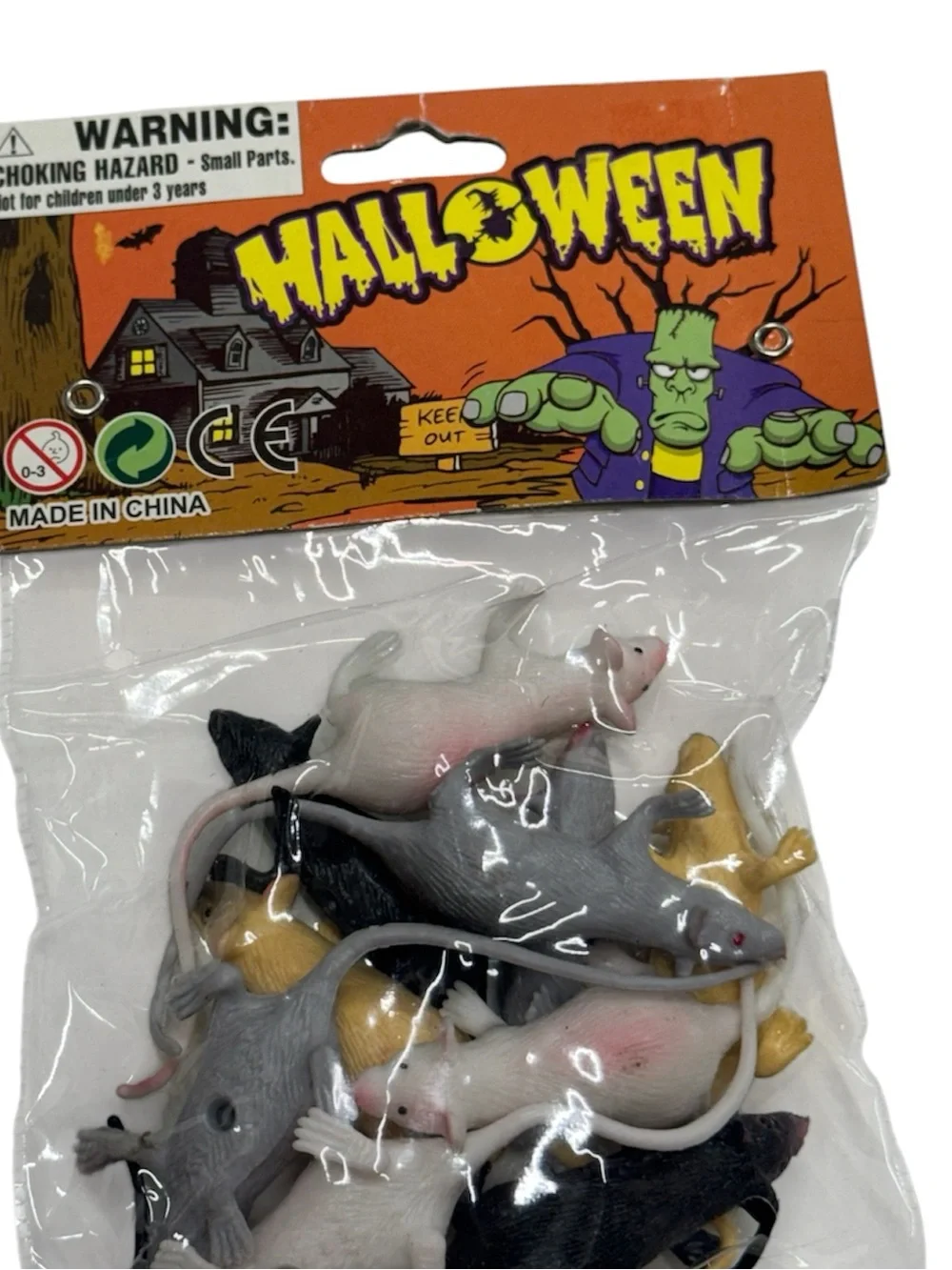 Pack of 10 plastic mice decoration brand new in packaging never opened or used!